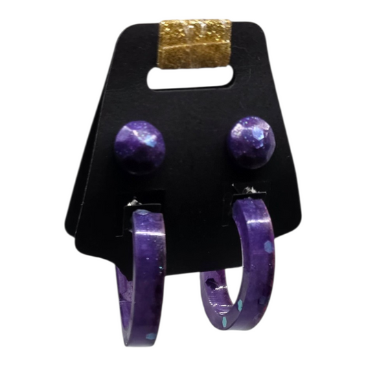 Purple and Blue Resin Earrings