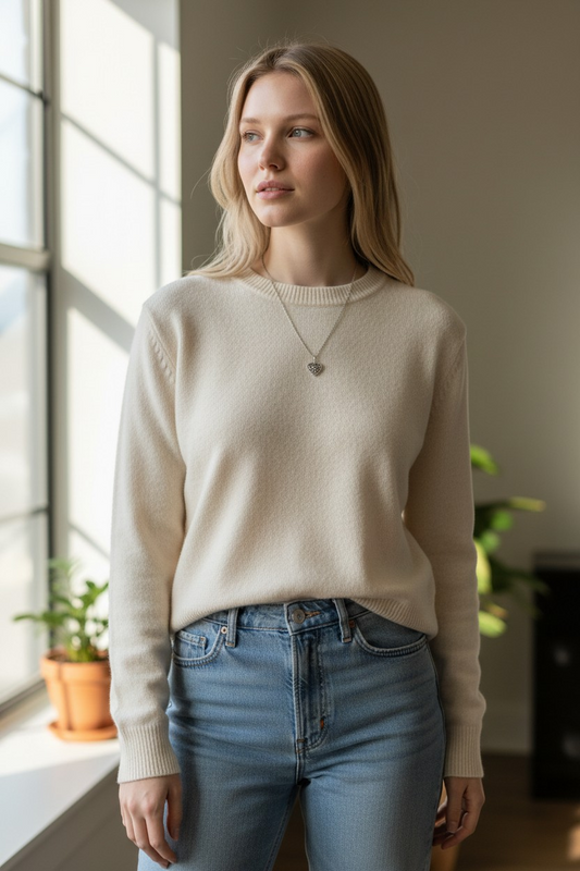 Handmade Minimal silver heart pendant necklace