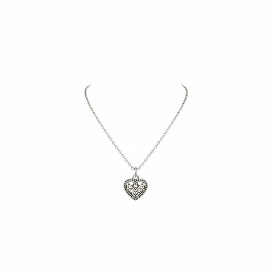 Handmade Minimal silver heart pendant necklace