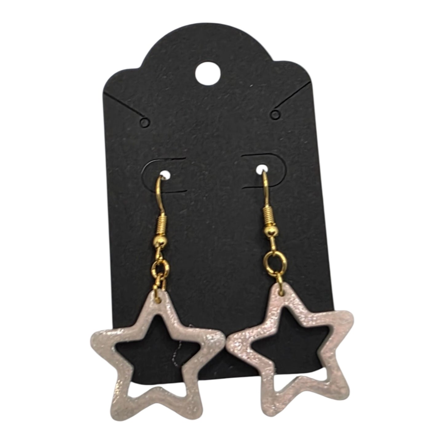 Celestial White Resin Star Dangle Earrings