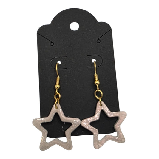 Celestial White Resin Star Dangle Earrings