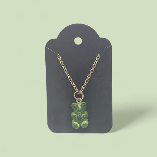 Green Gummy Bear Pendant Necklace