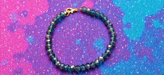 Teal Tide glass beaded bracelet