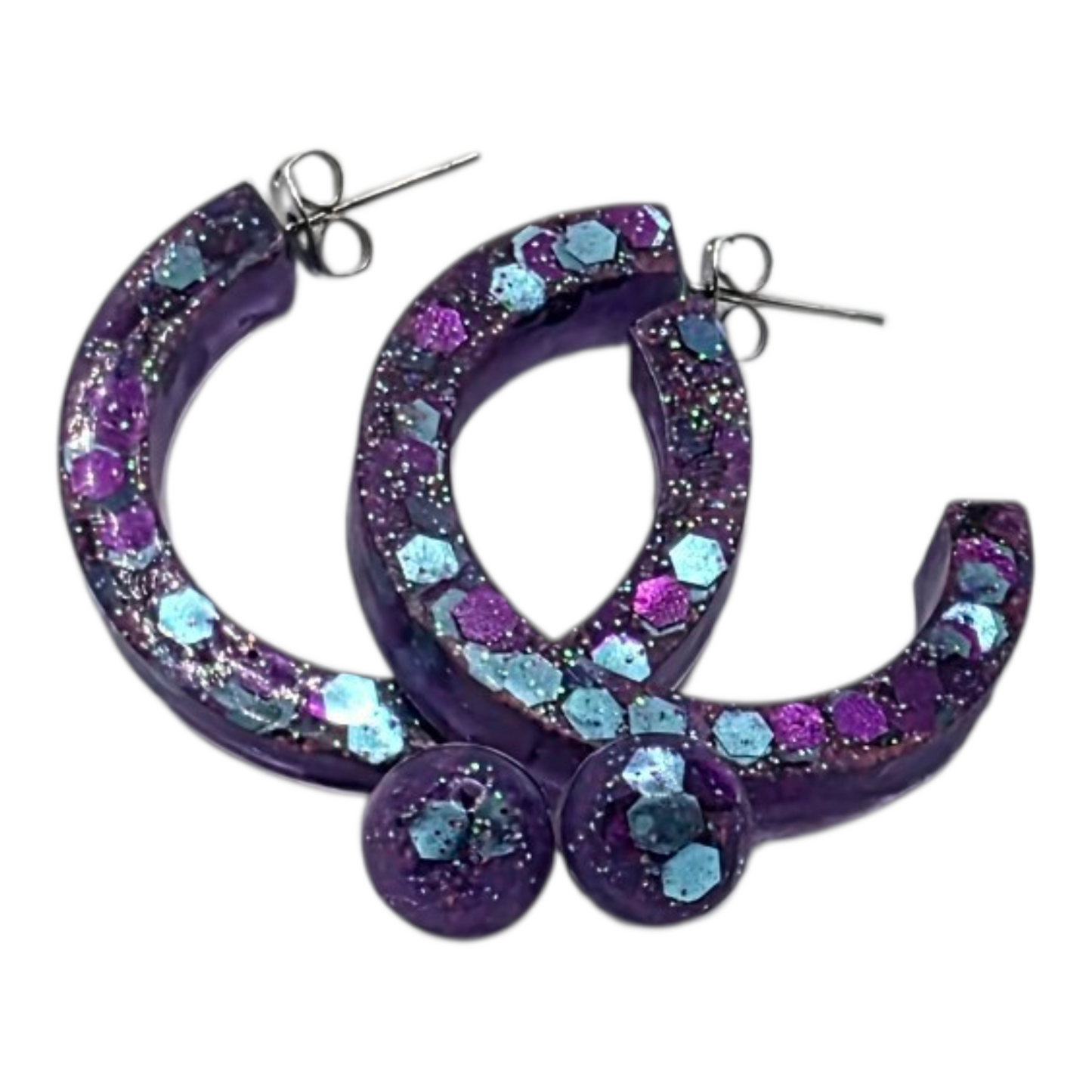 Purple and Blue Resin Earrings