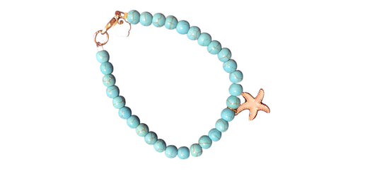 Turquoise starfish glass beaded bracelet